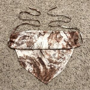 Shein brown and white marbled crop top